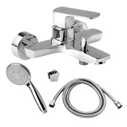 Zidna baterija za kadu, sa opremom, ravni izliv